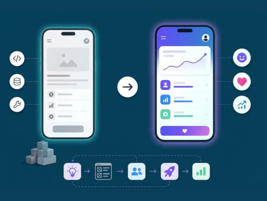 Two interface MVP & MLP (Minimum Lovable Products) of mobile app showing difference | Basecode